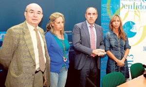 Rafael Martínez, Elena Gutiérrez, José María Hernández y Carmen Fernández Caballero, ayer, en la Diputación / A. Quintero