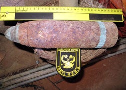 Proyectil de artillería de la Guerra Civil encontrado en Corrales del Vino.