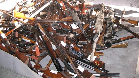 Armas destruidas por la Guardia Civil de Palencia.