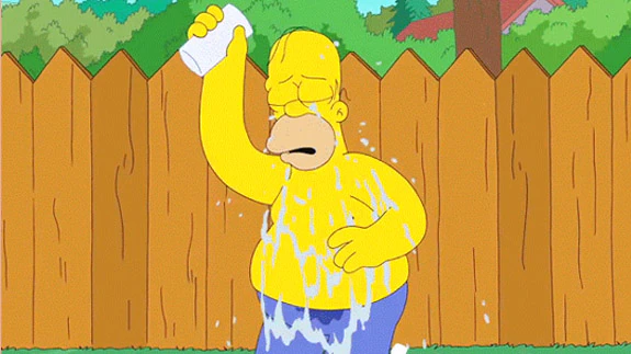 Homer se arroja el agua helada