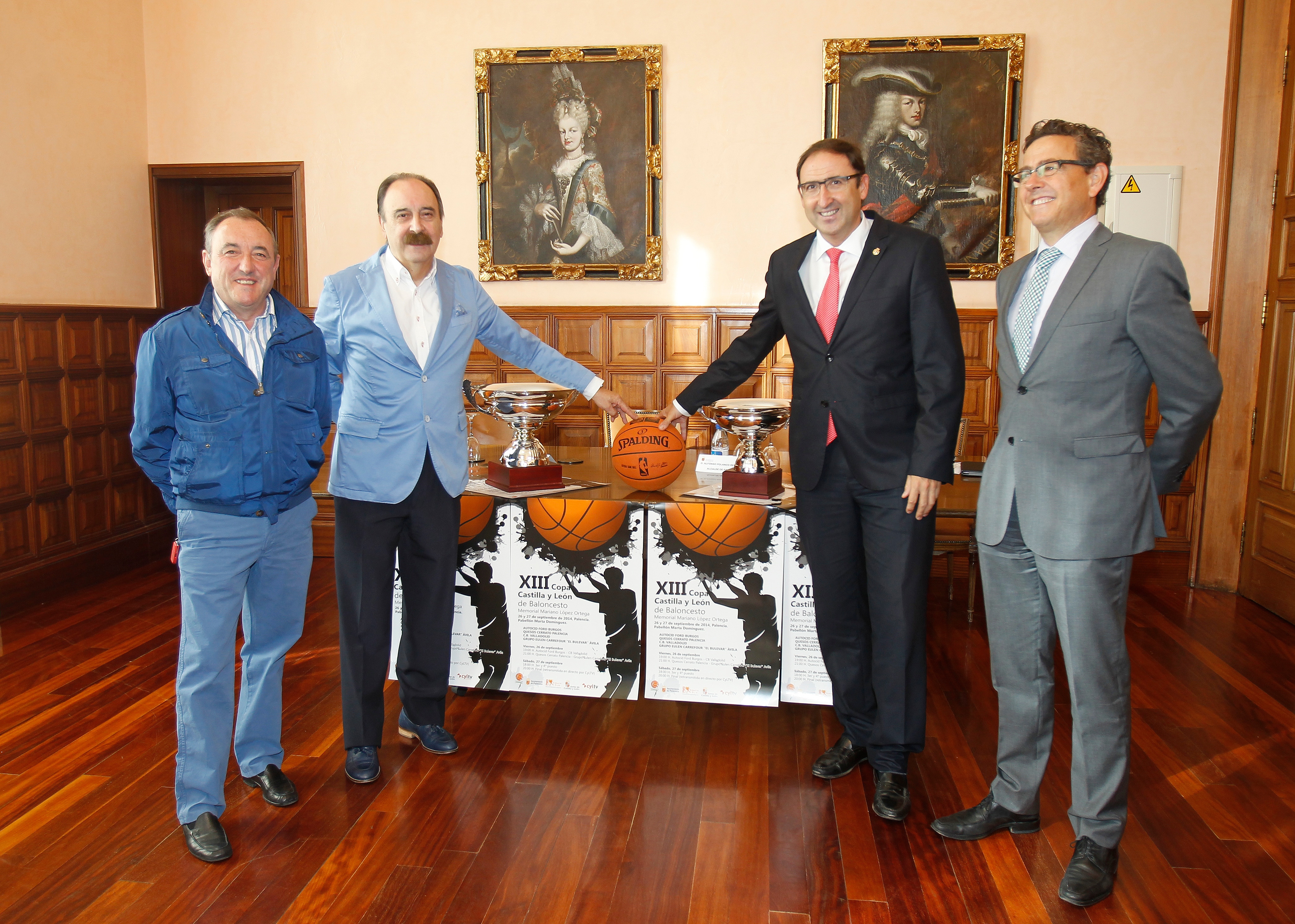 Carlos Sainz, Rufino García, Alfonso Polanco y Facundo Pelayo, ayer, en la presentación de la Copa de Castilla y León en el Ayuntamiento.