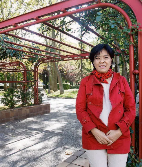 Rika Saruhashi, en el parque de los Jardinillos, el viernes, a su llegada a Palencia. 