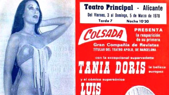 Uno de los carteles promocionales del espectáculo de Tania Doris. 