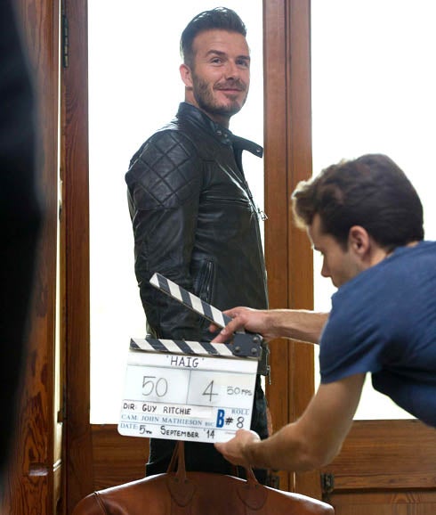 David Beckham, durante el rodaje del anuncio de HAIG CLUB. 