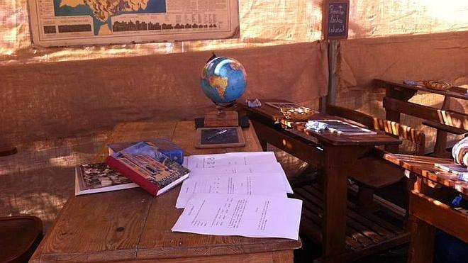 Recreación de una antigua aula de las escuelas. 