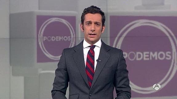 A Antena 3 se le cuela el logo de Podemos en una información sobre el ataque a la sede del PP