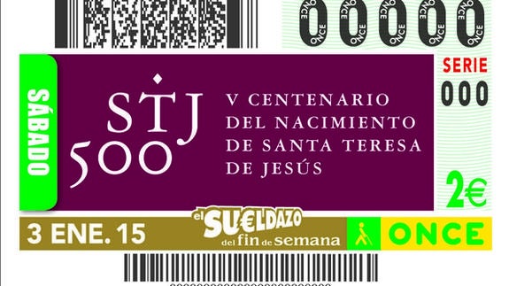 El V Centenario del nacimiento de Santa Teresa, protagonista del primer sorteo de 2015 de la ONCE