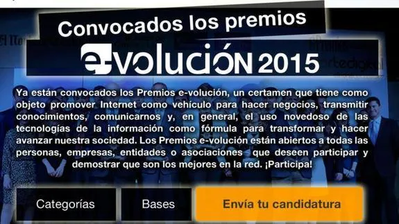 Página principal de los premios e-volución.