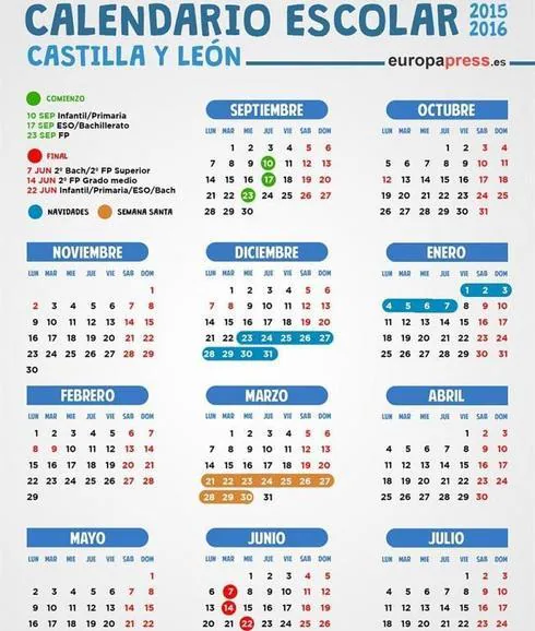 Calendario escolar 2015/2016.