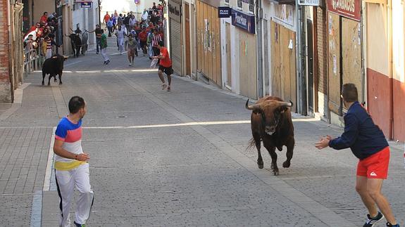 Un momento del encierro de ayer. 