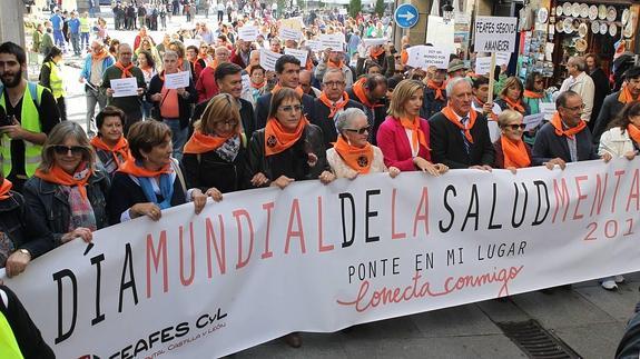 Cabecera de la marcha por el Día Mundial que ha recorrido este viernes el centro de Segovia. 