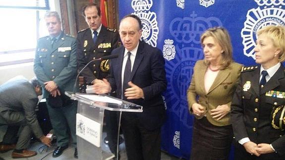 El Ministro del Interior, Jorge Fernández Díaz, durante su comparecencia en León.