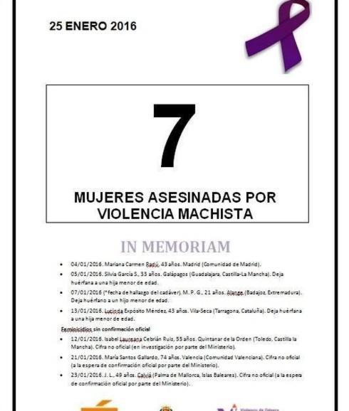 Esquela contra la violencia de género.