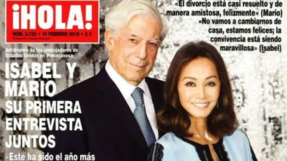 Mario Vargas Llosa e Isabel Preysler, portada de 'Hola'.