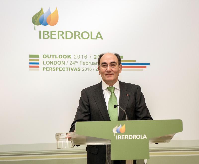 El presidente de Iberdrola, Ignacio Sánchez Galán, en la presentación de las perspectivas de la multinacional para 2016. 