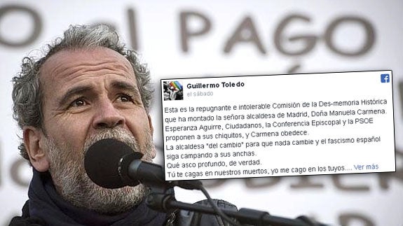 Willy Toledo arremete contra Manuela Carmena por la Comisión de Memoria Histórica