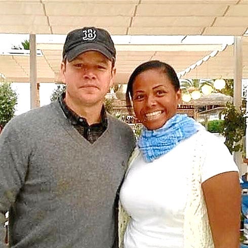 Matt Damon con una fan. 