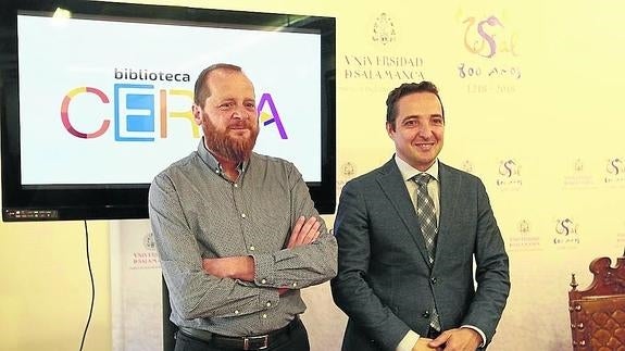 José Antonio Merlo y Juan Manuel Corchado detallaron los retos de la red de bibliotecas. 