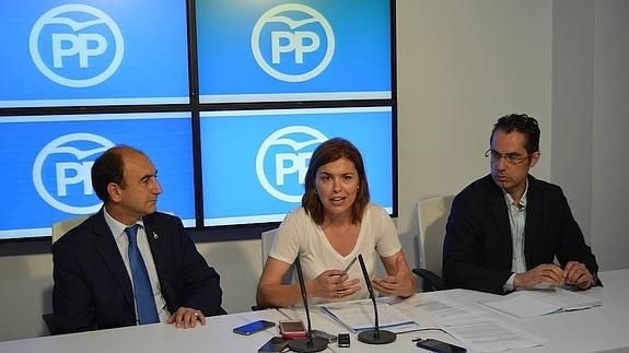 Los concejales del PP en el Ayuntamiento de Zamora Aurelio Tomás, Clara San Damián y José Luis González Prada. 