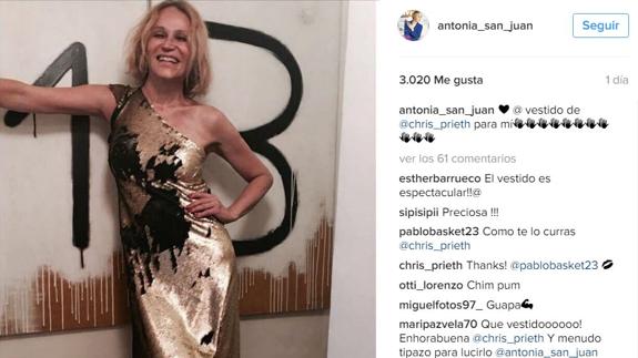 Antonia San Juan presume en Instagram de un vestido creado por una diseñadora vallisoletana