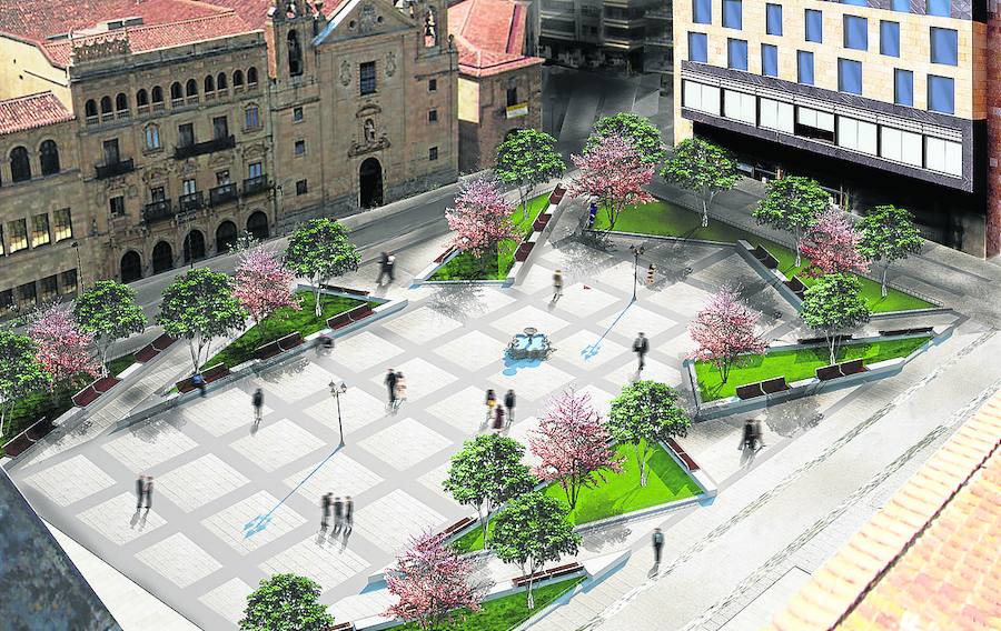 Recreación de la futura fisonomía urbana proyectada para la plaza de Los Bandos. 