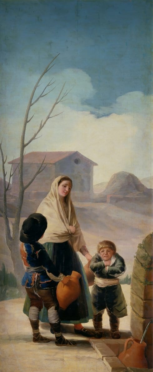 'Mujer y dos niños junto a una fuente'. Arriba, Borja Thyssen. 