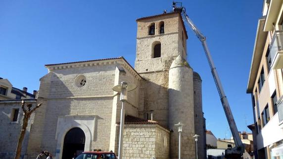 Los bomberos retiran nidos de la iglesia de Laguna.