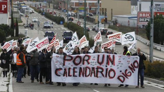 Manifestación de trabajadores de Auvasa el 15 de diciembre del año pasado. 