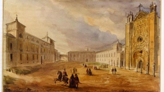 Acuarela que pintó a mediados del siglo XIX de la plaza de San Pablo.