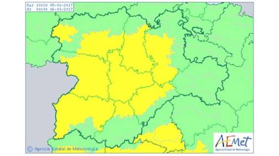 Avisos de niebla, en amarillo, para esta noche en Castilla y León 