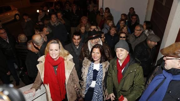 Zaida Cantera, Martínez Seijo y Odón Elorza, antes de intervenir en Palencia.