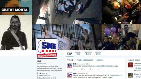 Esta es la imagen que los 'hackers' colgaron en la cuenta de Twitter del sindicato de los Mossos.