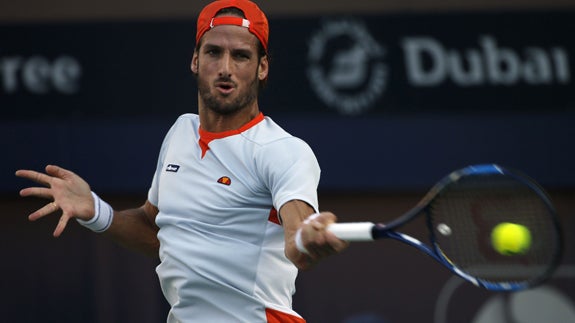 Feliciano López durante un partido de tenis. 