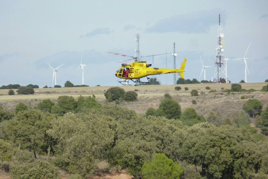 Helicóptero que rescató al ciclista herido grave.