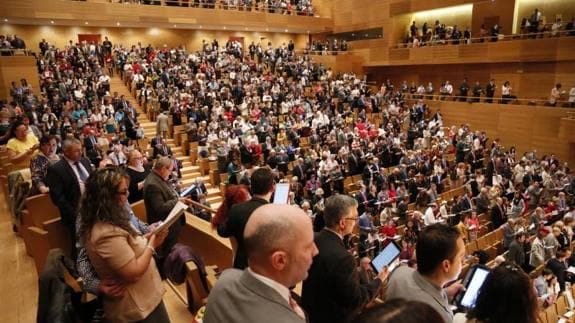 Un momento de la asamblea de testigos de Jehová celebrada ayer en Valladolid. 