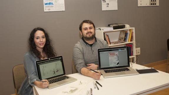 Laura Oreja y Daniel San Miguel, en su estudio.