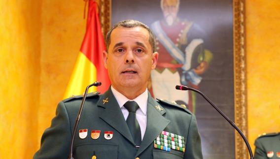 El teniente coronel jefe de la Comandancia de la Guardia Civil en Segovia, José Luis Ramírez, en su discurso con motivo del 173 aniversario de la fundación de la Institución Armada. 