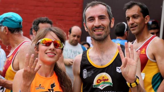 Andrea Román y Óscar Fernández Giralda celebran sus triunfos. Montse Álvarez.