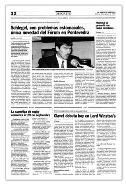 Información de los problemas estomacales de Schlegel en 1991.