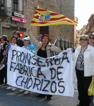 Los manifestantes hacen su entrada en la Plaza Mayor./ EL NORTE