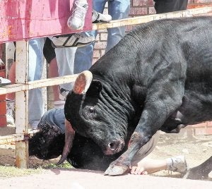 El toro embiste al corredor. ::
LUIS CALLEJA