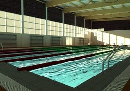 Recreación del resultado final de la piscina tras la reforma de su cubierta