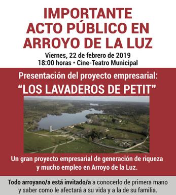 Presentación del proyecto 'Los Lavaderos de Petit' en Arroyo de la Luz