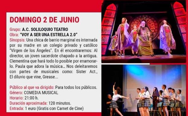 El Cine-Teatro Municipal acoge hoy la comedia musical 'Voy a ser una estrella 2.0', del grupo 'Soliloquio Teatro'