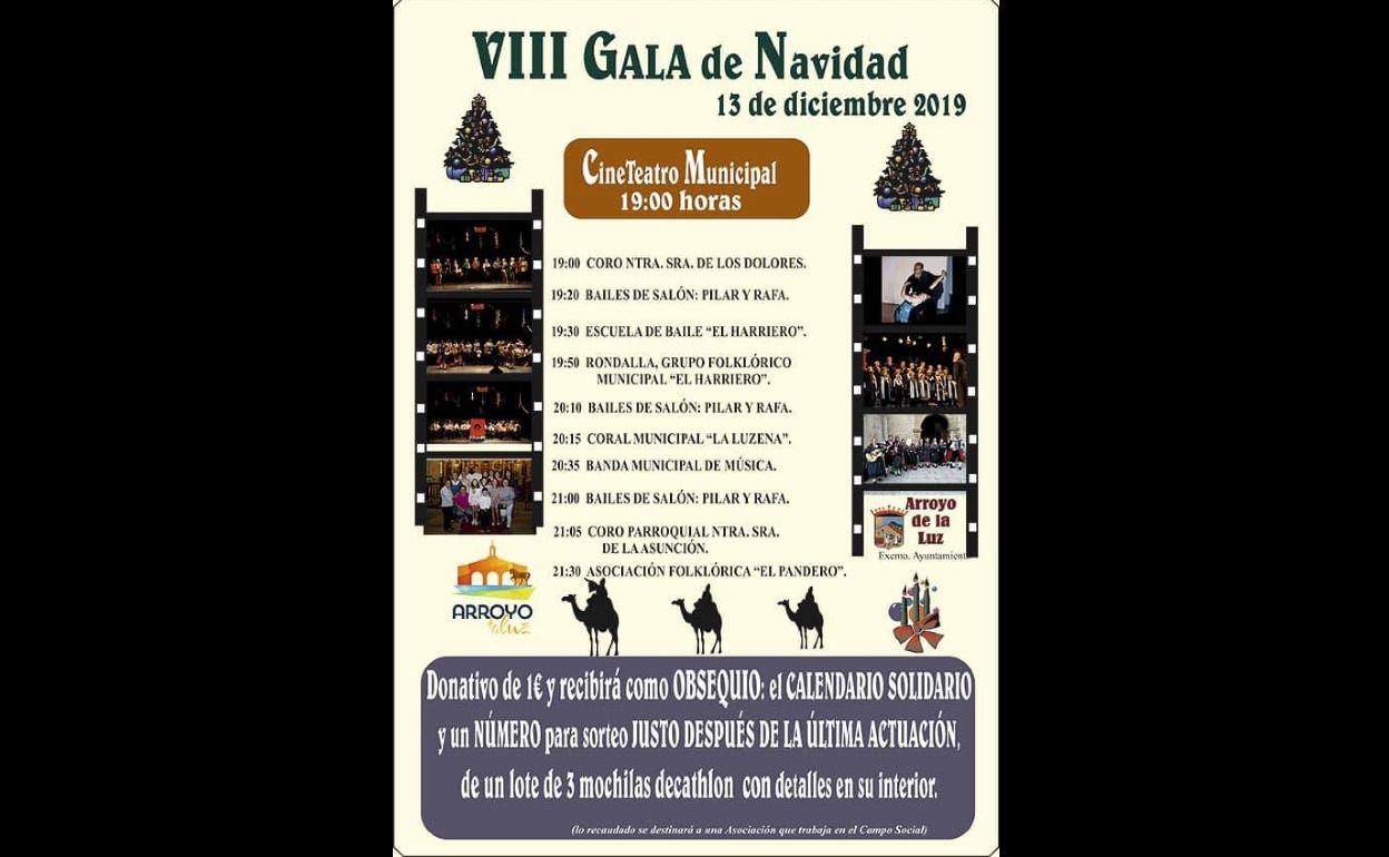 Hoy viernes tendrá lugar la Gala de Navidad de Arroyo de la Luz