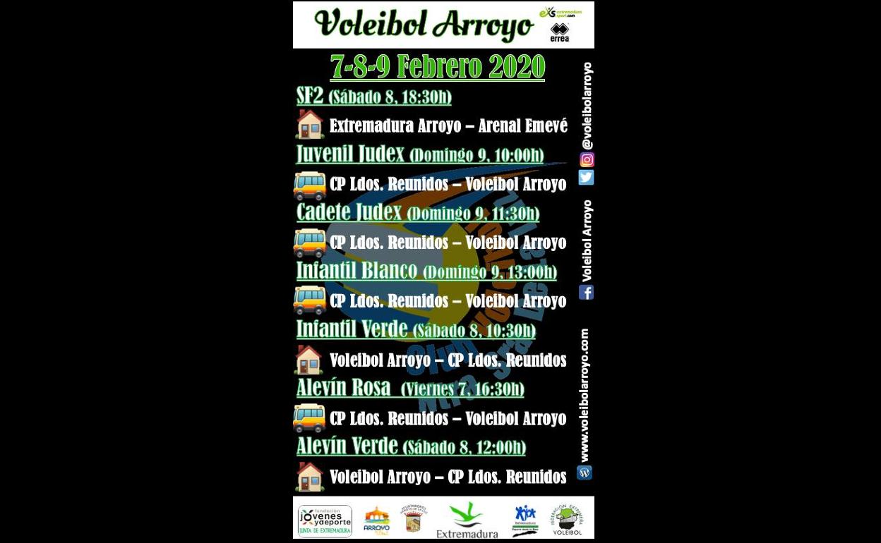 Calendario de partidos del club de volibol para el fin de semana
