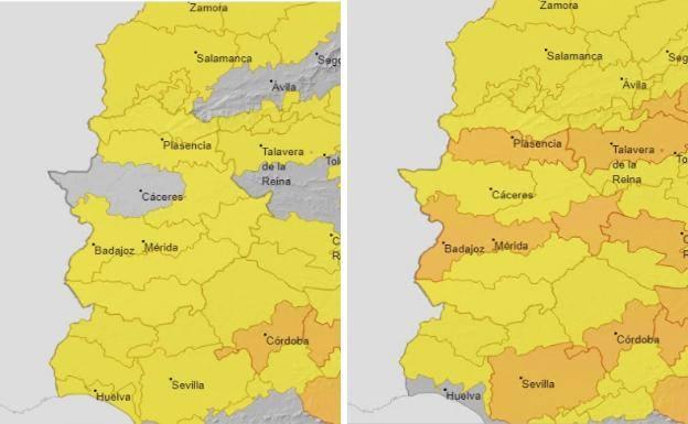 Alertas de la Aemet para el sábado y el domingo.