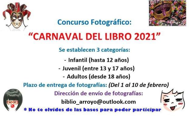 Imagen principal - La biblioteca municipal de Arroyo de la Luz organiza el primer concurso fotográfico 'Carnaval del Libro'
