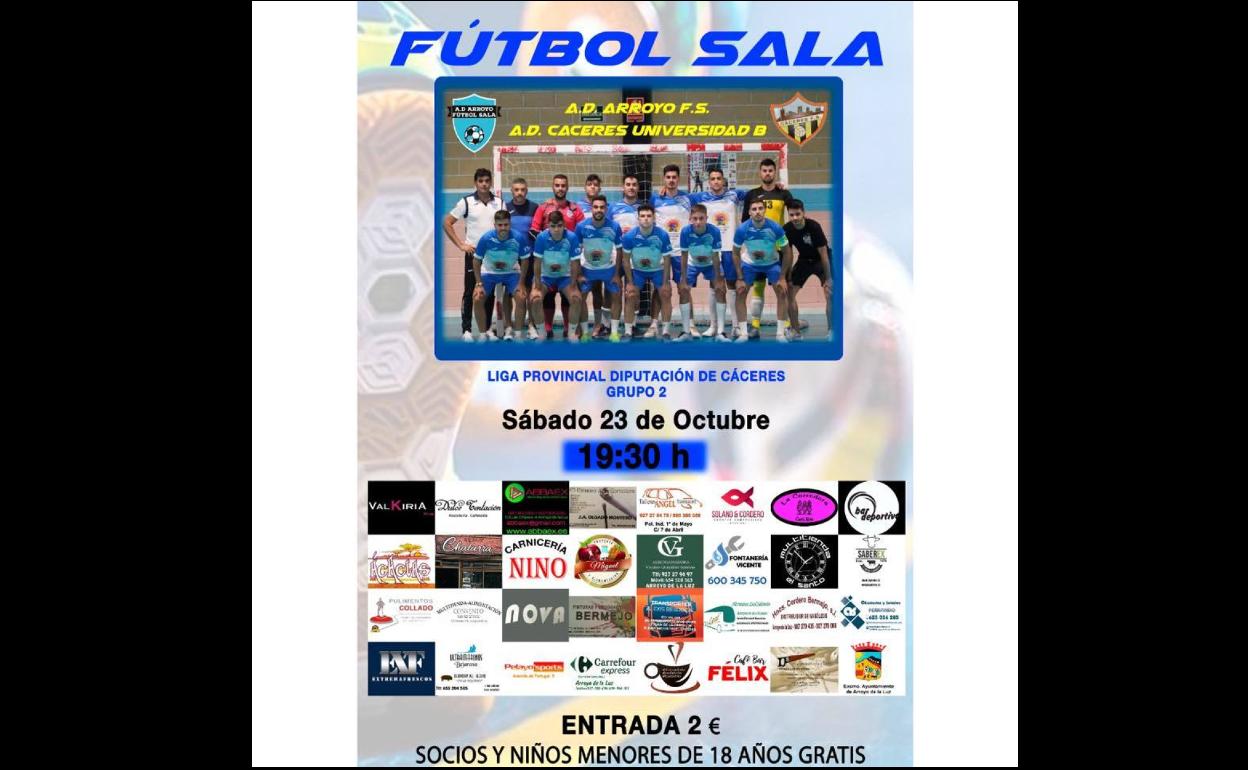 El Arroyo FS recibe al A.D. Cáceres Universidad 'B' para la segunda jornada de liga