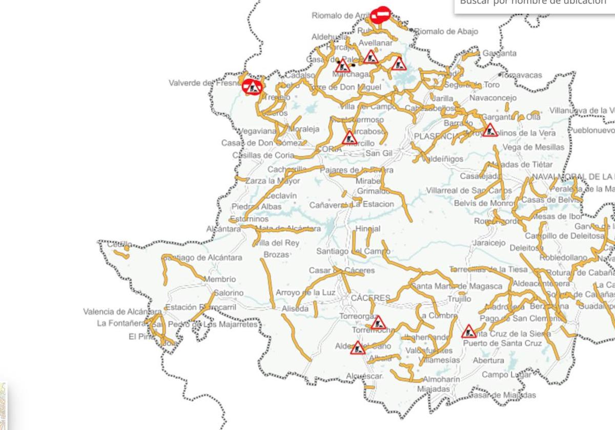 Catálogo de carreteras al que se puede acceder en el portal